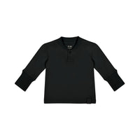Baby Henley with Long Sleeve - Black