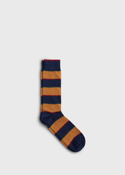 Cotton Regimental Stripe Sock - Navy/Gold