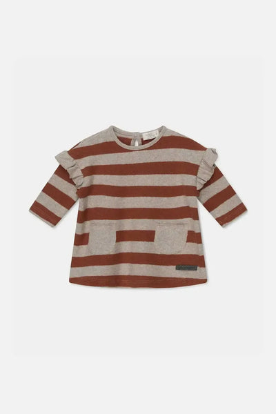 Stripe Knit Baby Dress - Beige/Brown