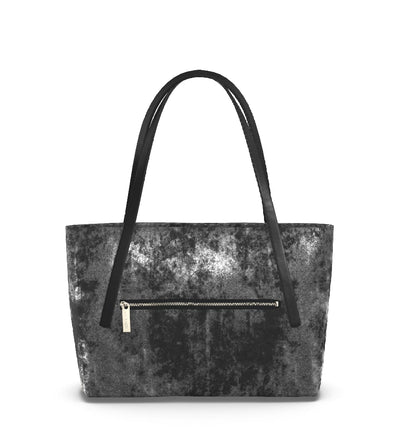 Opus Small Tote Bag - Distressed Metallic Black/Black