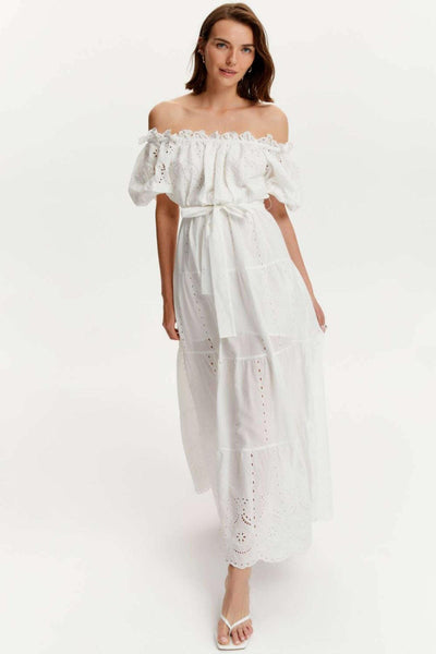 Embroidery Long Dress - off-white