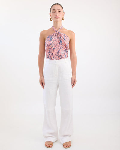 Ada Linen Pants - White Linen - Pants