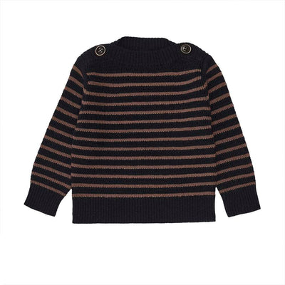 Baby Boatneck Sweater - Dark Navy/Nutmeg - Sweater