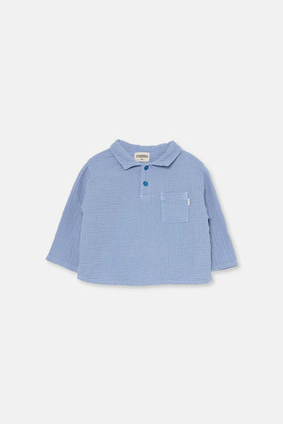 Textured Baby Shirt - Soft Blue - Collared Shirt