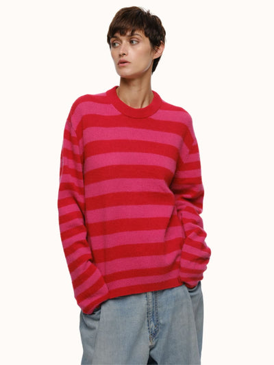 Jenn Striped Crewneck - Red