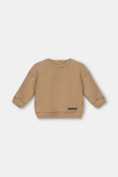 Camel organic knit baby sweater - Camel