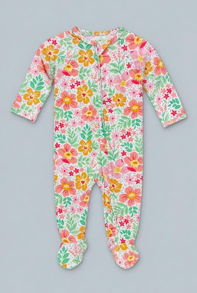 Zipper Footie - Fantasy Flower