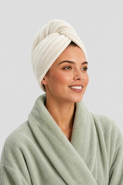 SN Logo Hair Towel - Ivory