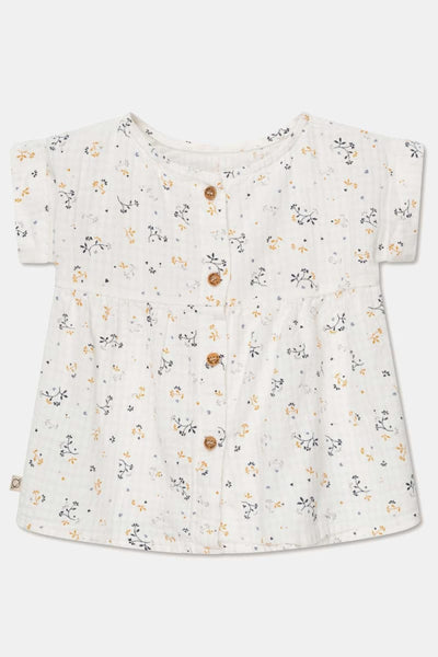 Muslin Floral Baby Dress - Ivory