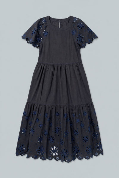 Embroidered Tiered Dress - Black Combo