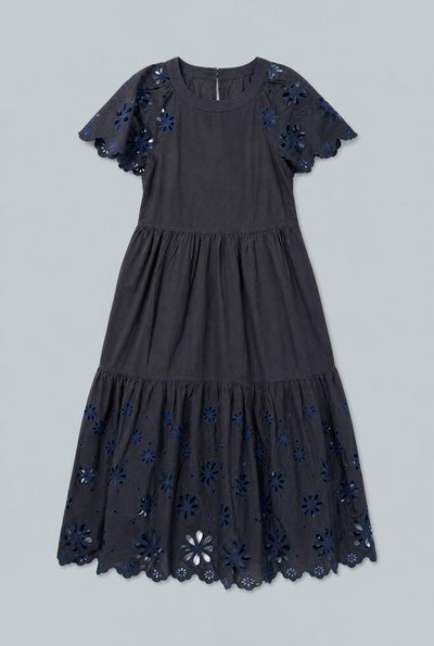 Embroidered Tiered Dress - Black Combo
