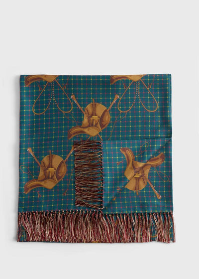 Saddle Print Silk Scarf - Green