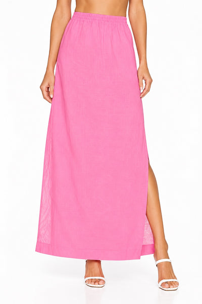 Maxi Skirt With Slits - Hot Pink