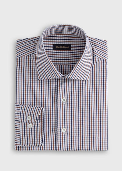 Cotton Plaid Sport Shirt Classic Fit - Brown