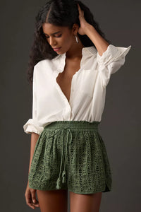 Chloe Cutwork Short - Military Olive