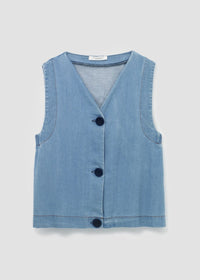 Jovie-Leigh Organic Cotton Denim Vest - Chambray Blue