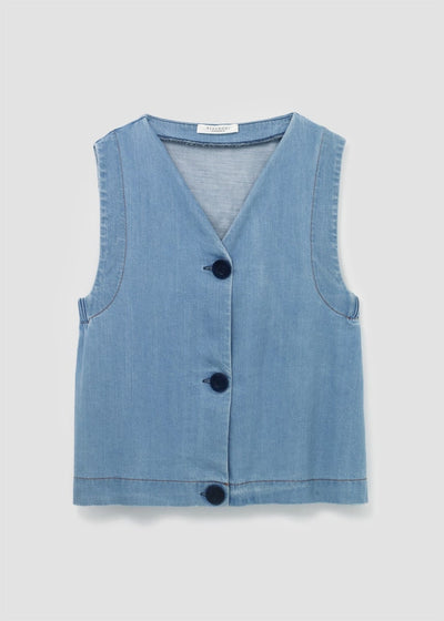 Jovie-Leigh Organic Cotton Denim Vest - Chambray Blue