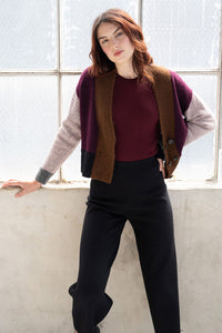 Color Block Cardi - Aubergine Multi