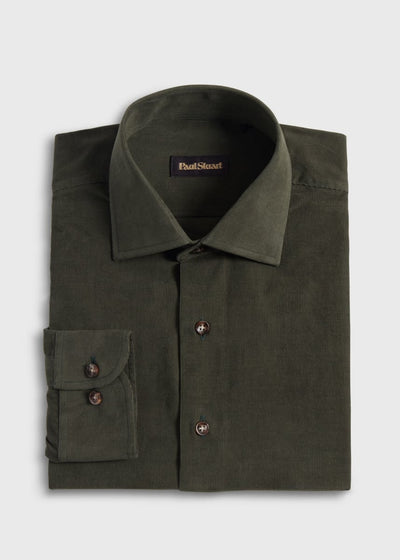 Micro Corduroy Sport Shirt - Forest Green