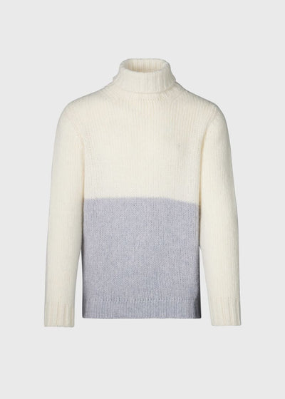 Cashmere Two-Tone Turtleneck Sweater - Solid