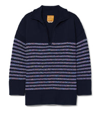 Hadley Striped Polo - Navy