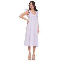 Erin Ruffle Midi Dress - Lavender Ginham