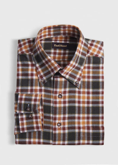 Flannel Plaid Sport Shirt - Olive