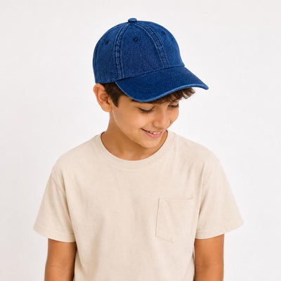 Vintage Wash Denim Baseball Cap for Older Kids