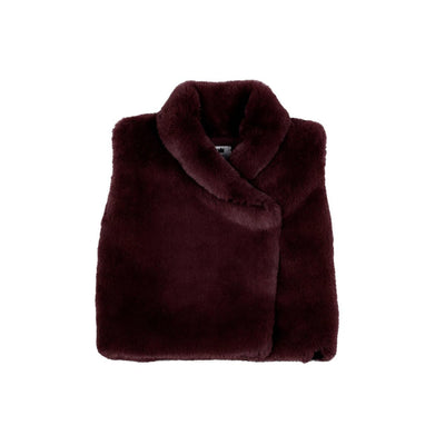 Kids Faux Fur Vest - Maroon - Vest