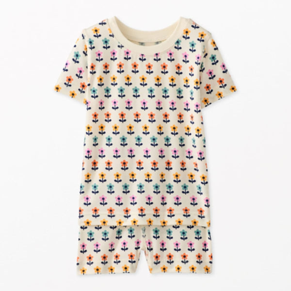 Kids Short John Pajama Set In HannaSoft™ - Mini Tulips - Pajamas