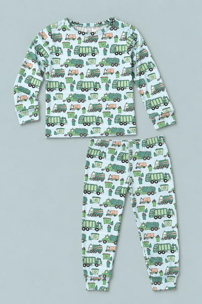 Garbage And Recycle Trucks Big Kid Pajama Set - Reduce Reuse Recycle