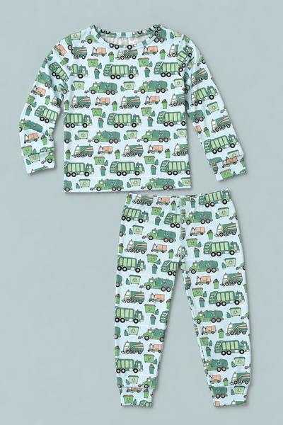 Garbage And Recycle Trucks Big Kid Pajama Set - Reduce Reuse Recycle