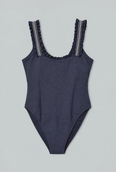 Ruffle Cut Out One Piece - Black