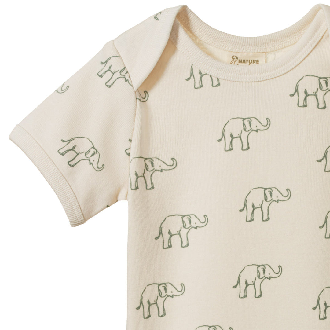 Short Sleeve Bodysuit - Elephant Print