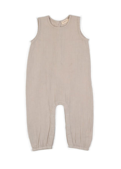 Muslin Cotton Neutral Sleeveless Jumpsuit - Pewter