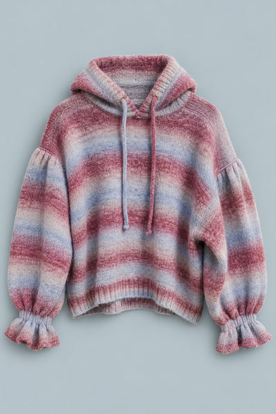 Ombre Striped Hoodie - Blue Combo