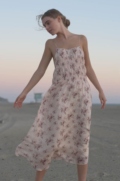 Cecilia Open Back Ramie Dress - Floral