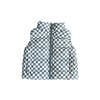 Puffer Vest - Checkered Storm