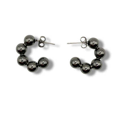 Orbit Bead Hoops - Black