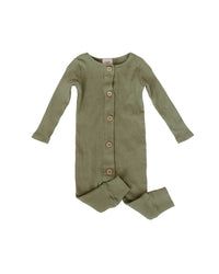 Organic Cotton Rib Magnetic Playsuit - Basil