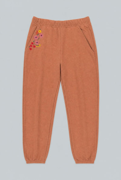 Embroidered Drawstring Sweatpants - Camel