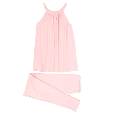 Ladies Halter Top and Pant - Pink Icing Rib - Leggings