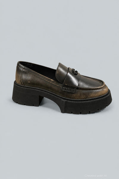 Leah Platform Leather Loafer - Black - 9 - Loafers