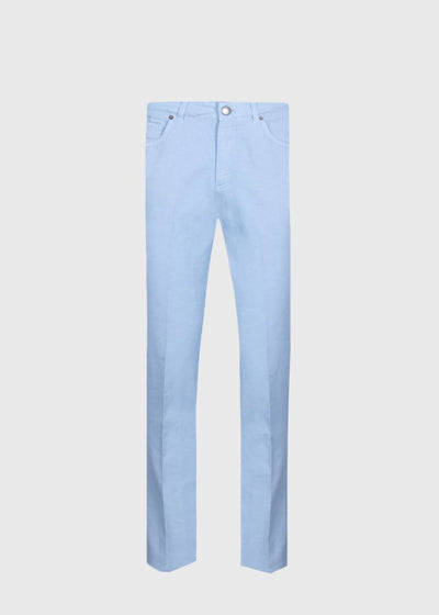 Linen & Cotton Five Pocket Pant - Light Blue - Pants