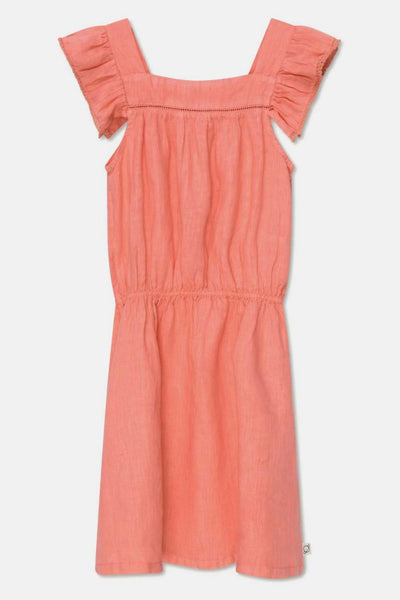 Linen lace dress - Coral - Dresses