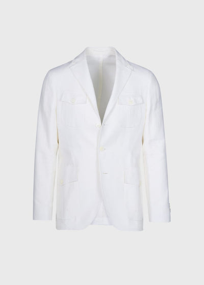 Linen Safari Jacket - White - Blazer