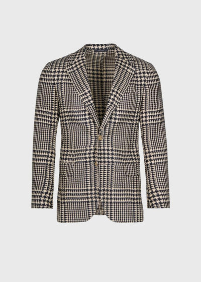 Linen & Silk Plaid Jacket - Black/Tan - Blazer