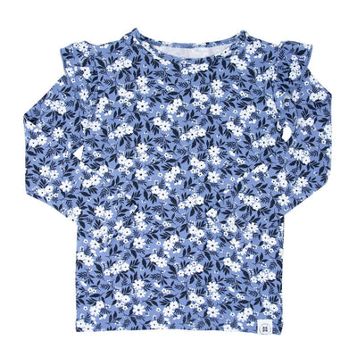 Ruffle Top - Vintage Floral Blue - T-shirt