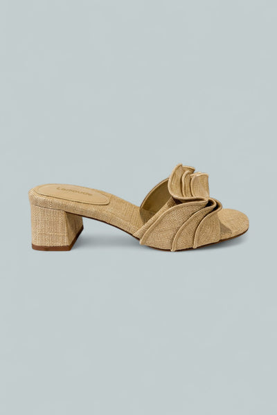 Women's Brigitte Ruffle Slip On High Heel Sandals - Beige