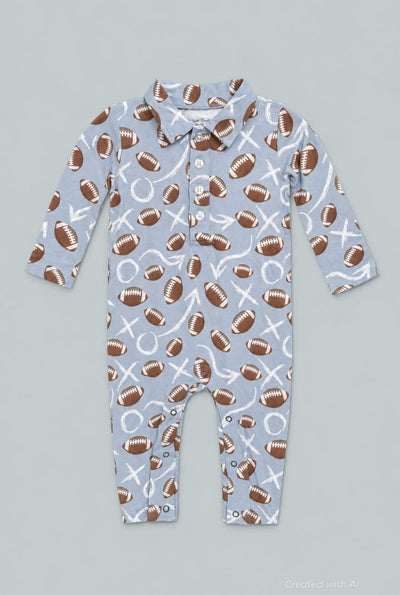 Long Sleeve Polo Romper - Patrick - Romper